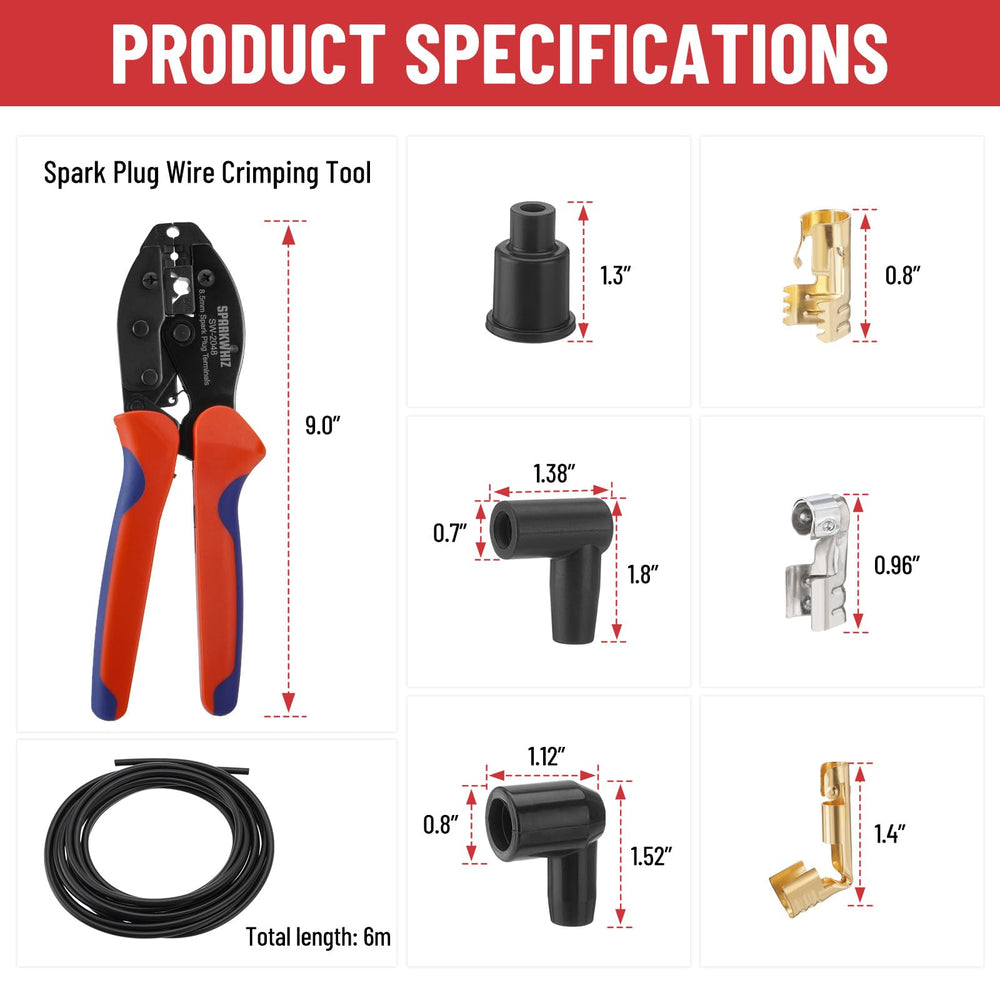 Sparkwhiz 180-degree spark plug terminals for flexible routing.