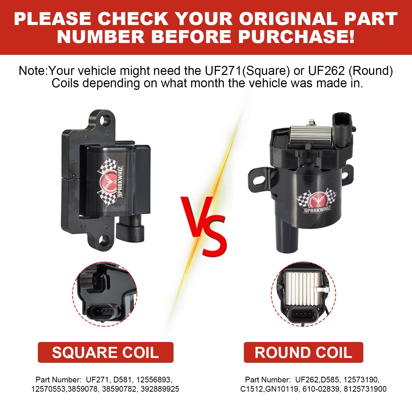 SPARKWHIZ D581 coil pack kit close-up with wires highlights easy installation compatibility.