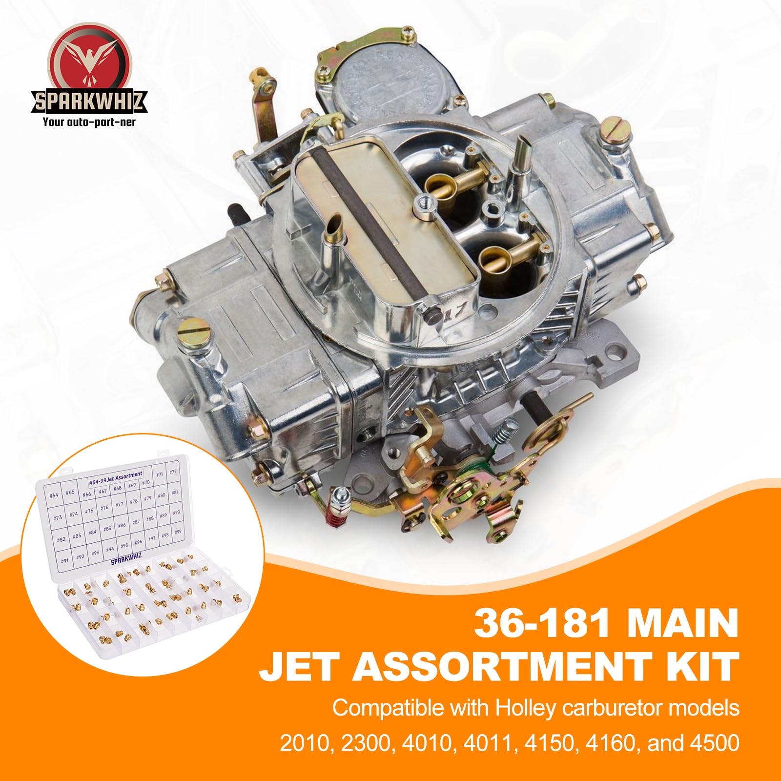 SPARKWHIZ jet kit compatible with Holley carburetors across listed models.