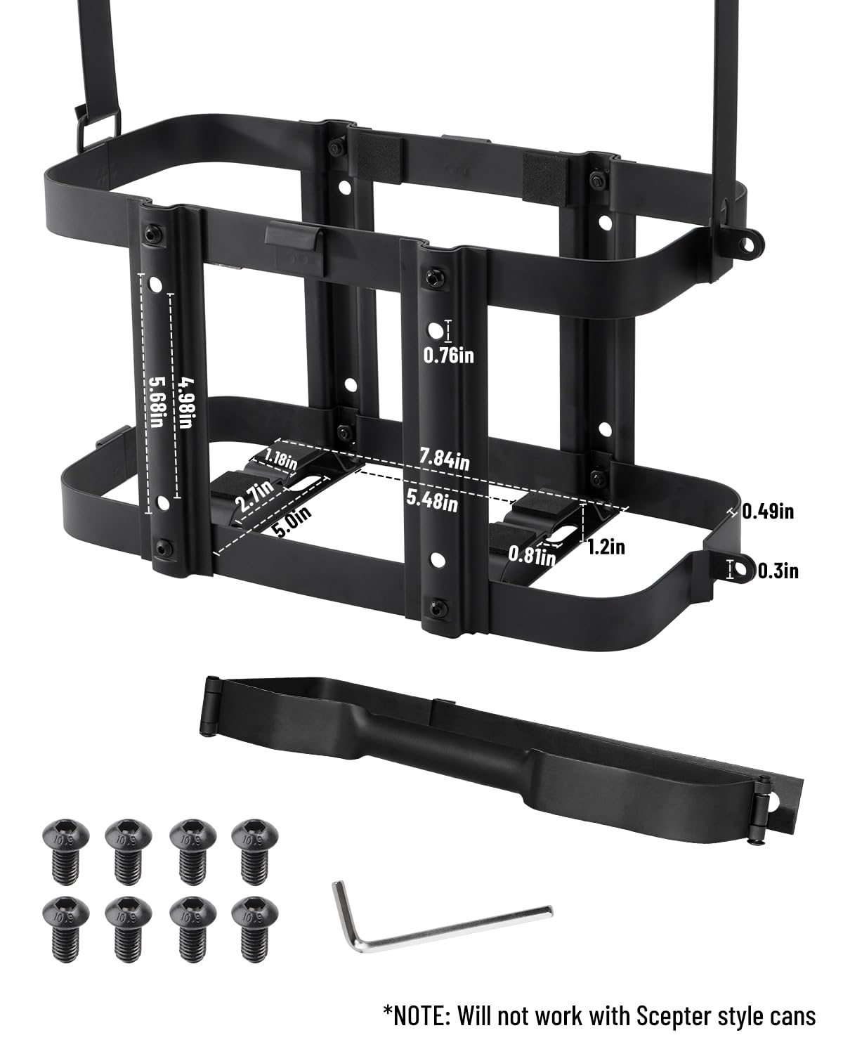 SparkWhiz Jerry Can Holder installed with bottom and side screws for various setups