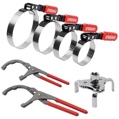 SparkWhiz oil filter wrench set in a compact pouch for easy storage and transport.
