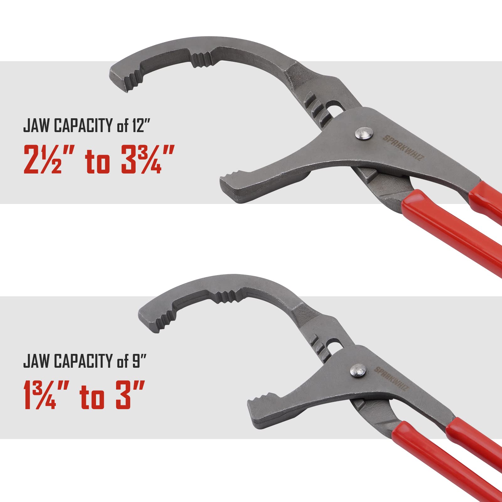 SparkWhiz 12-inch pliers provide extra leverage for stubborn filters.