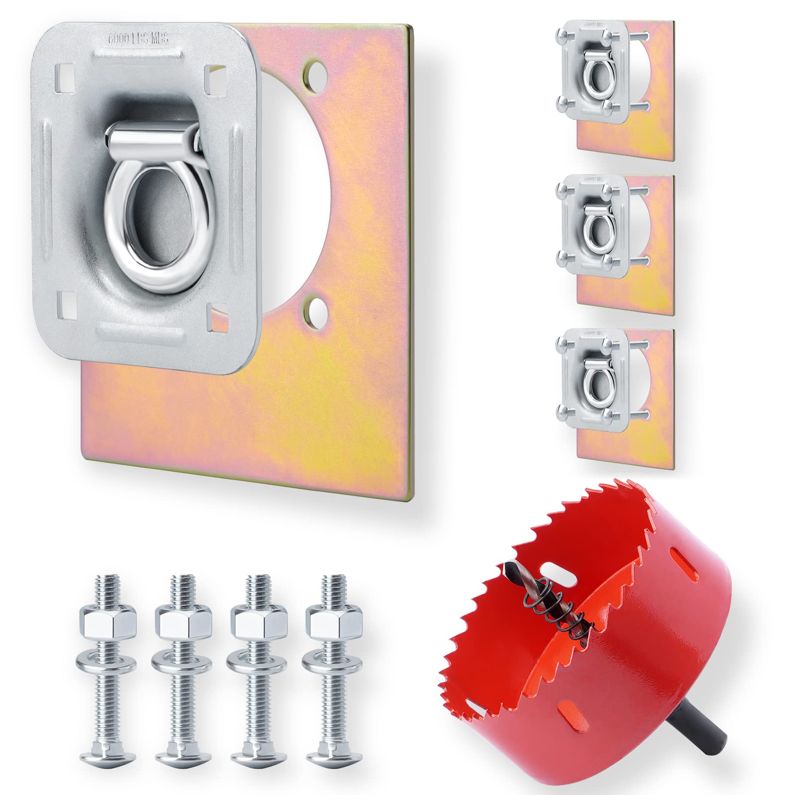 SparkWhiz recessed D-ring anchor kit in package for easy installation and cargo security.