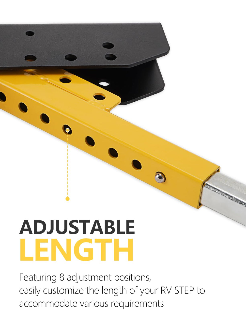 SparkWhiz RV Step Stabilizer folded for compact storage with kit attached.