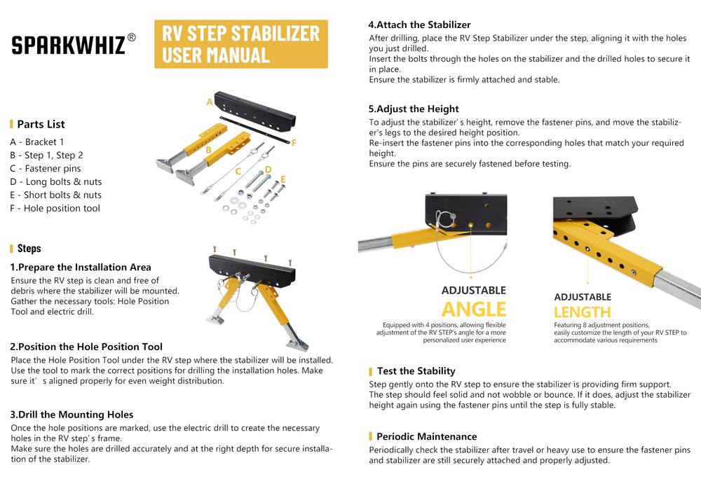 SparkWhiz RV Step Stabilizer ready for camping setup and quick deployment.