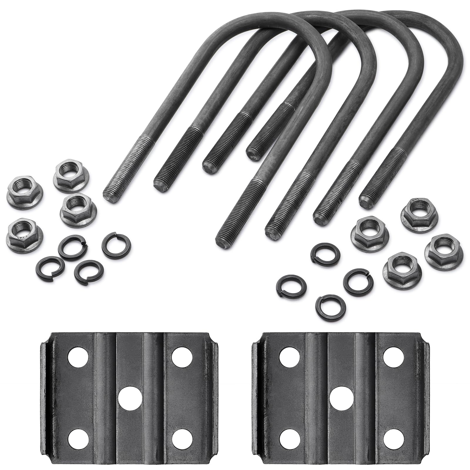 SPARKWHIZ U Bolt Kit installed on round trailer axle for secure mounting