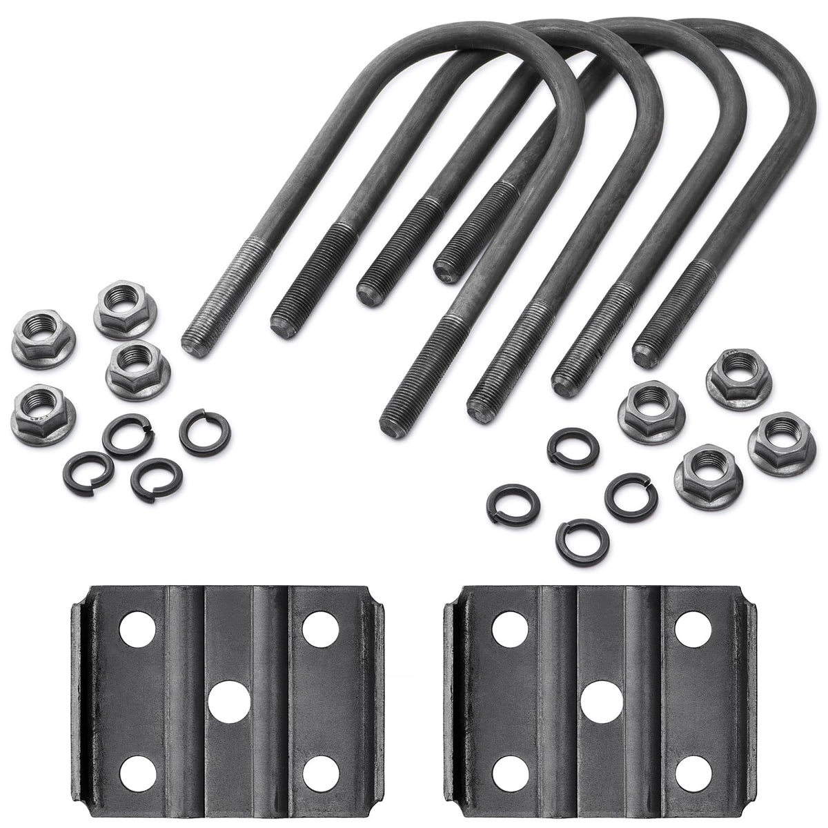 SPARKWHIZ U Bolt Kit installed on round trailer axle for secure mounting
