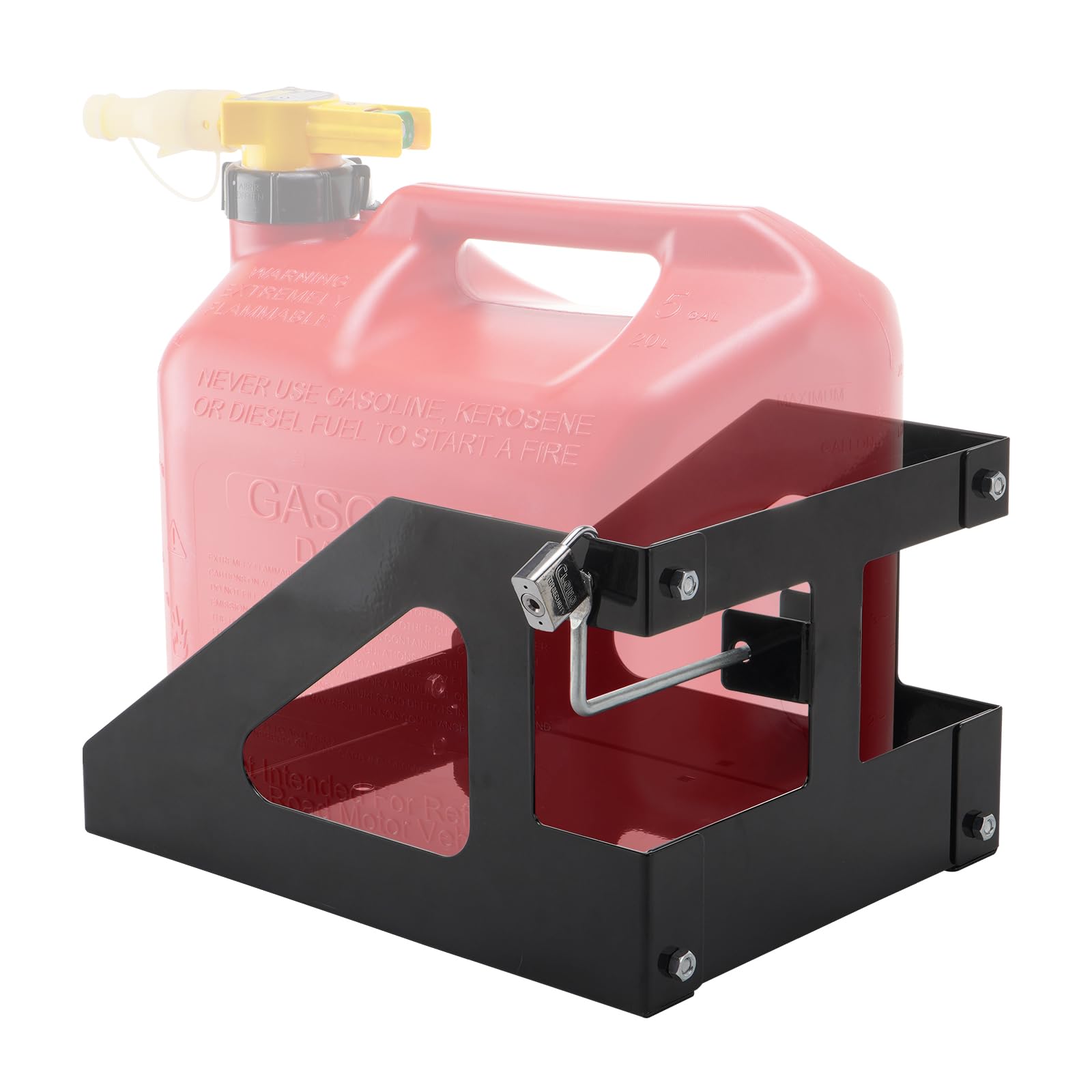 SPARKWHIZ 5-gallon trailer gas can holder bracket secures cans on trailers.