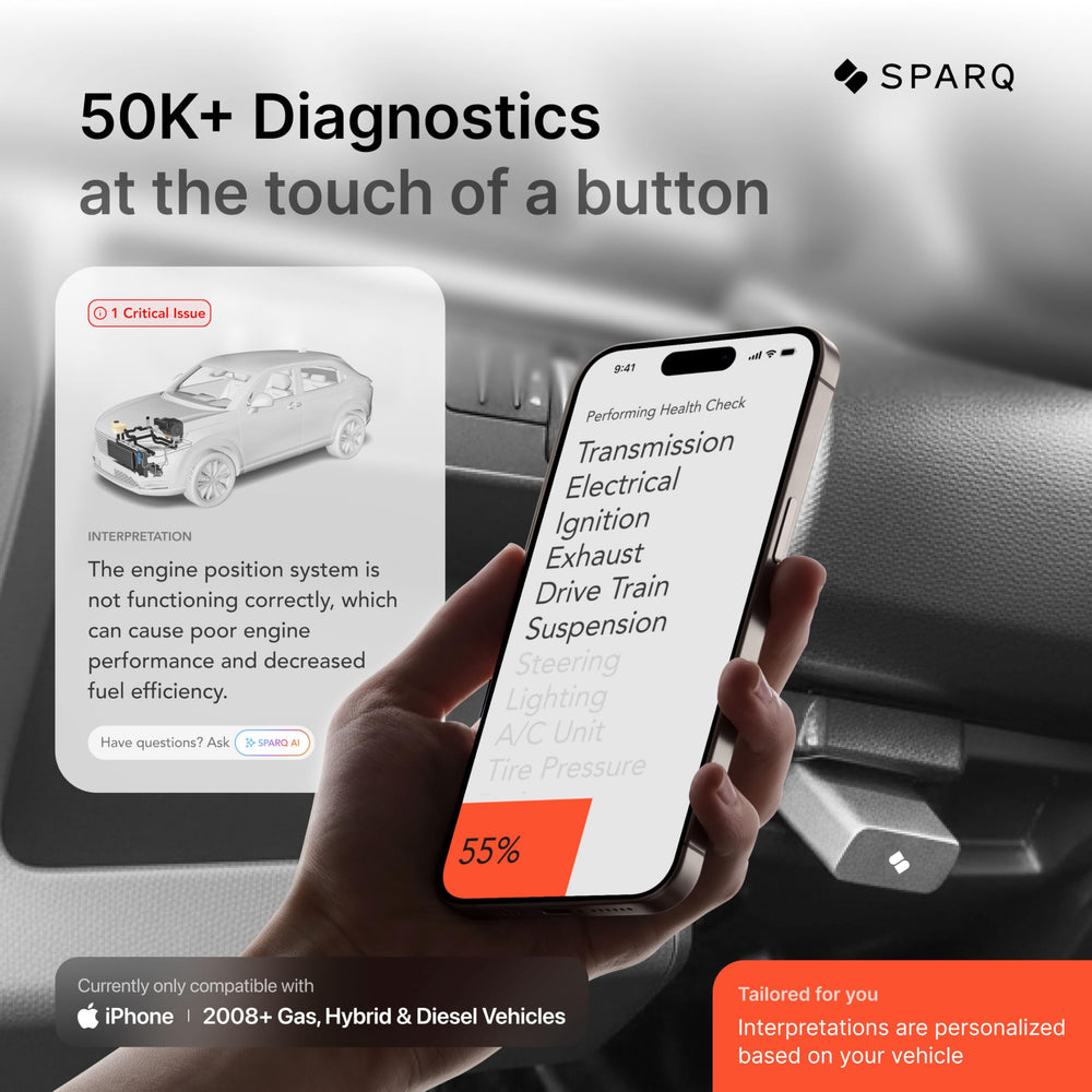 SPARQ AI OBD2 Scanner responding to voice and text queries for car insights