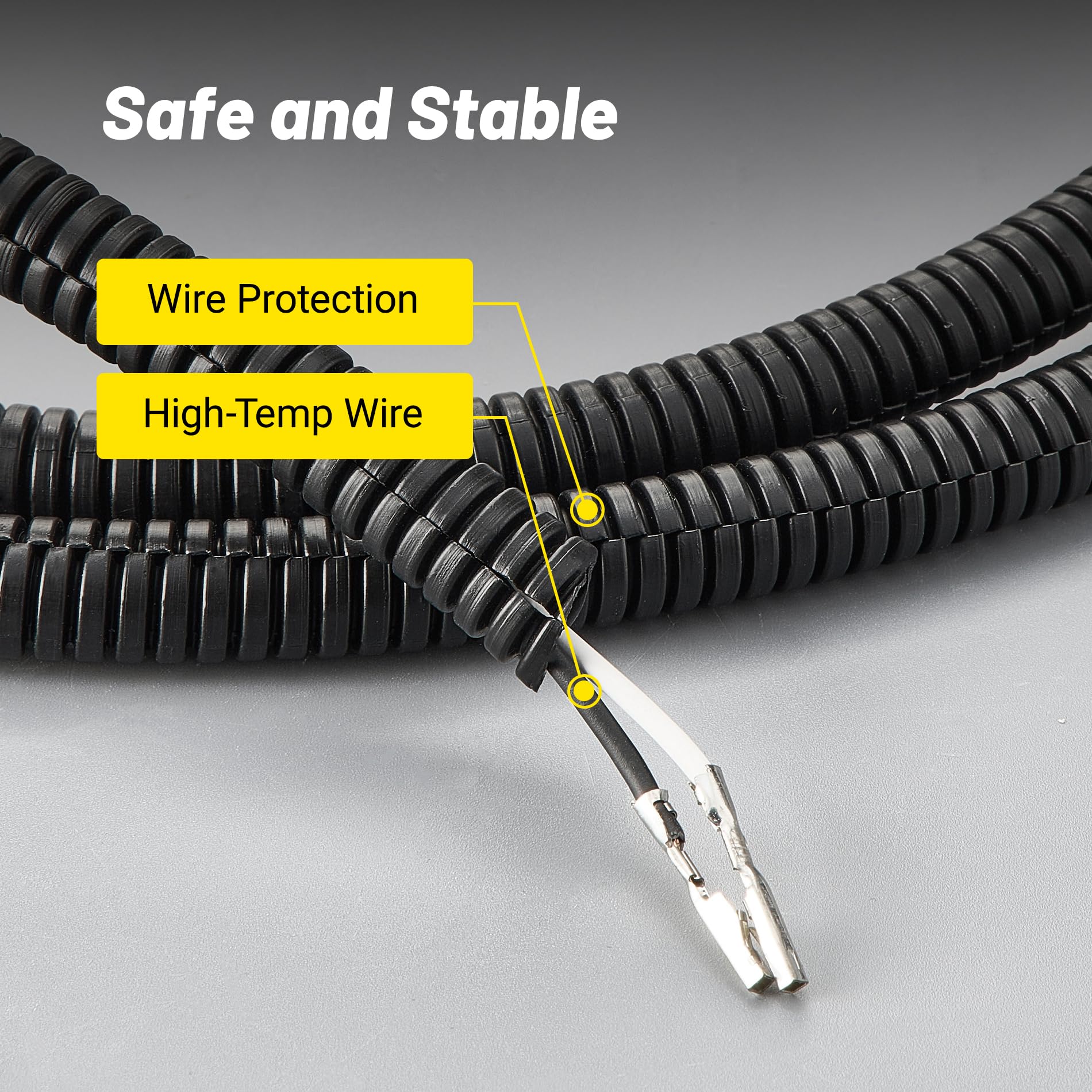 SPBREW wiring loom highlights heat-resistant cables for reliable power delivery.