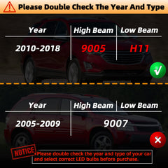 SPBRTBUB Chevy Equinox H11 low-beam LEDs enhance road clarity at night.