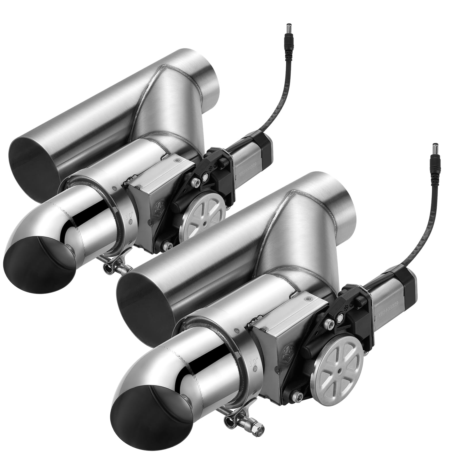 SPELAB dual exhaust cutout side view showing 3.0-inch installation for improved flow