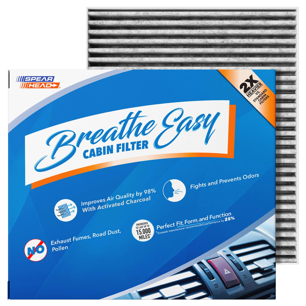 Spearhead Breathe Easy cabin filter front view showing carbon media for fresher interior air