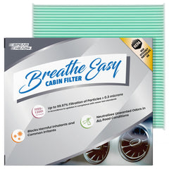 Spearhead HEPA Breathe Easy cabin filter packaging shows quick, reliable fit.