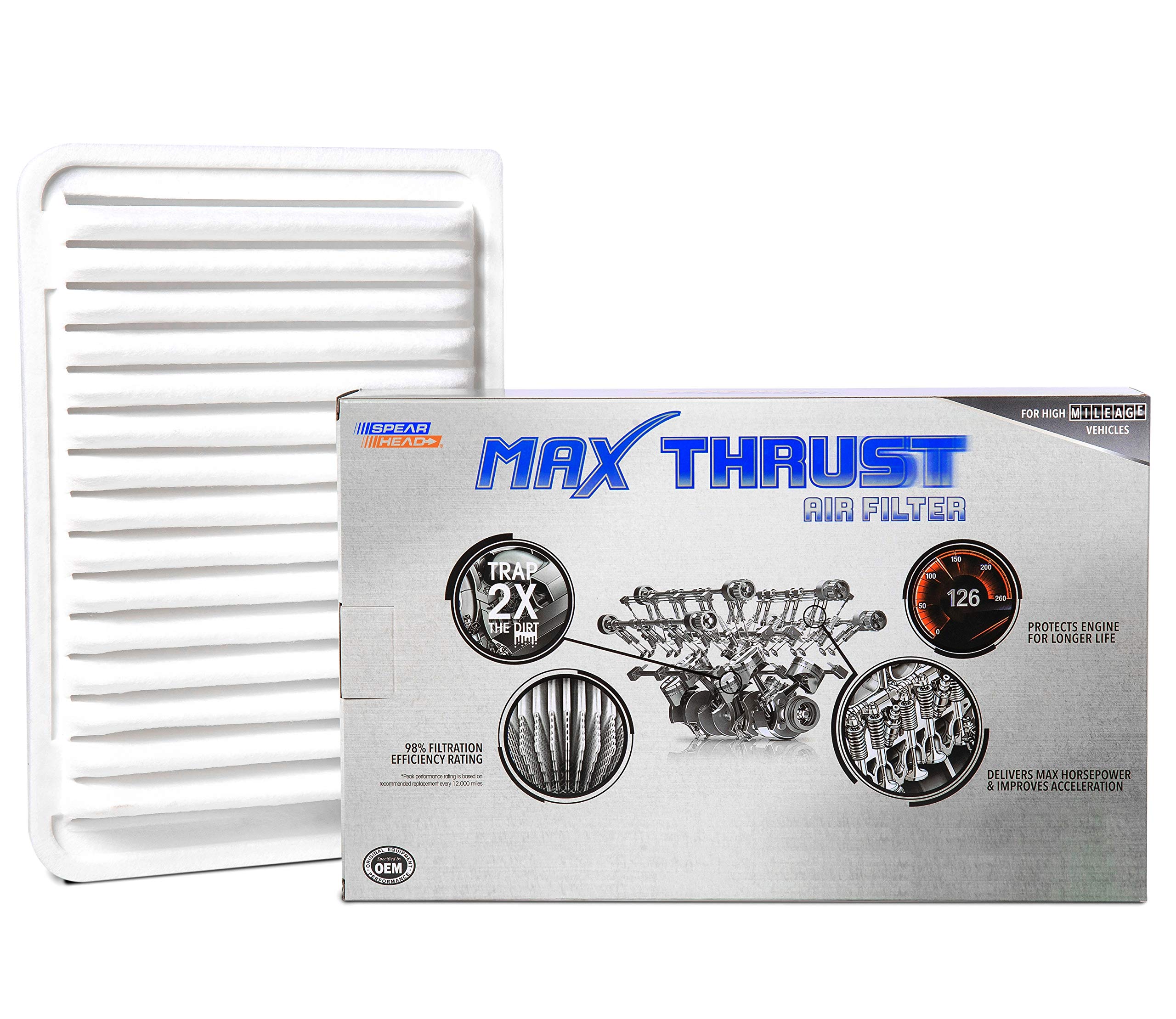 SPEARHEAD Max Thrust air filter installed in a Camry for improved airflow