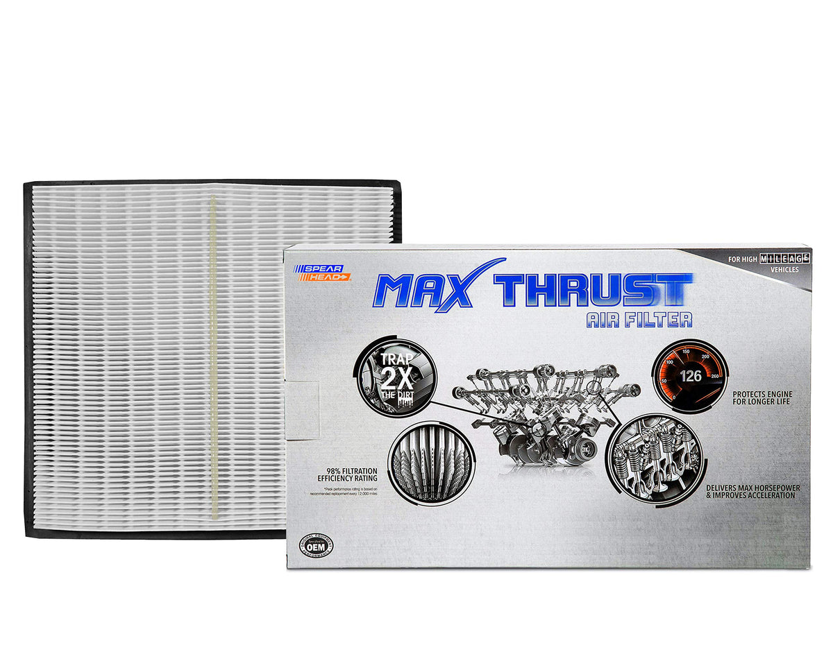 Spearhead Max Thrust filter showing dirt-holding capacity for cleaner intake and filtration