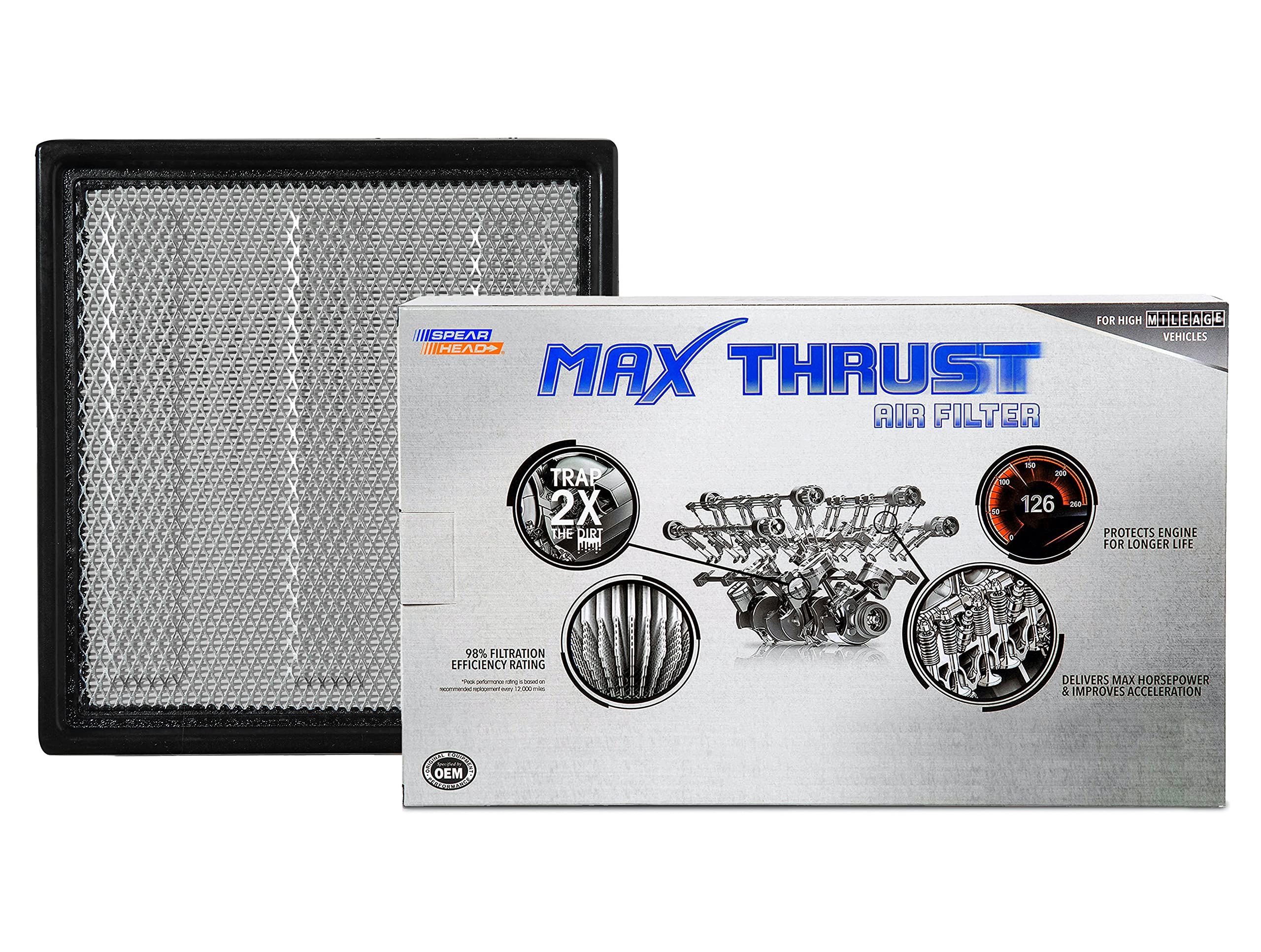 Spearhead Max Thrust filter front view for easy OEM fitment and installation