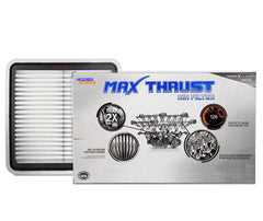Spearhead Max Thrust filter, front view, OEM fit for Subaru boosts airflow smoothly.