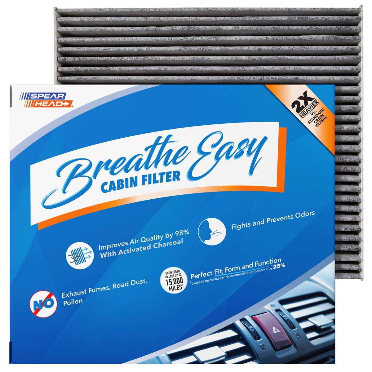 Spearhead Odor Defense Breathe Easy cabin filter Azera fit improves cabin air quality for a fresher ride
