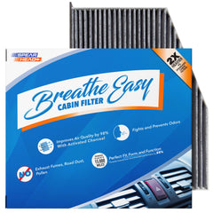SPEARHEAD Odor Defense Breathe Easy cabin filter front close-up for clean cabin air.