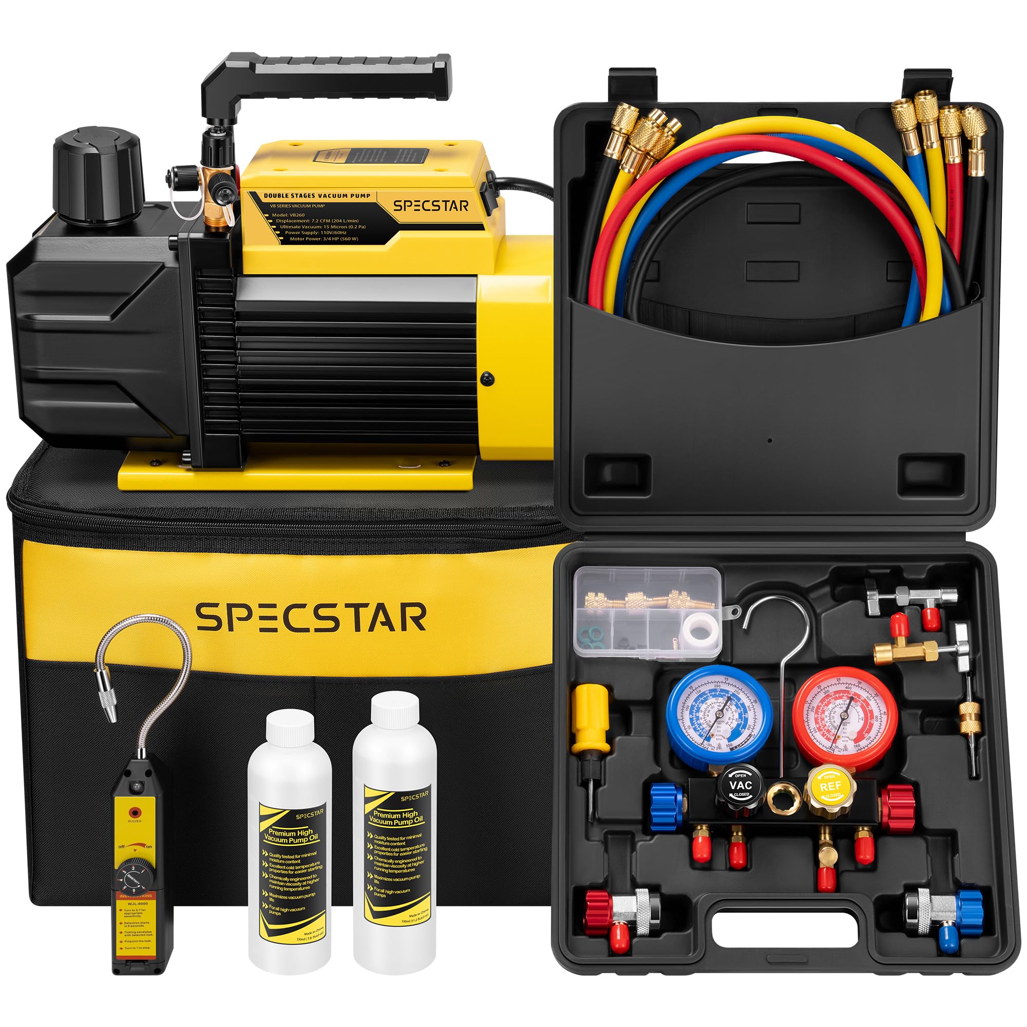 SPECSTAR pump-3-4-hp-dual-stage enables quick system evacuations.
