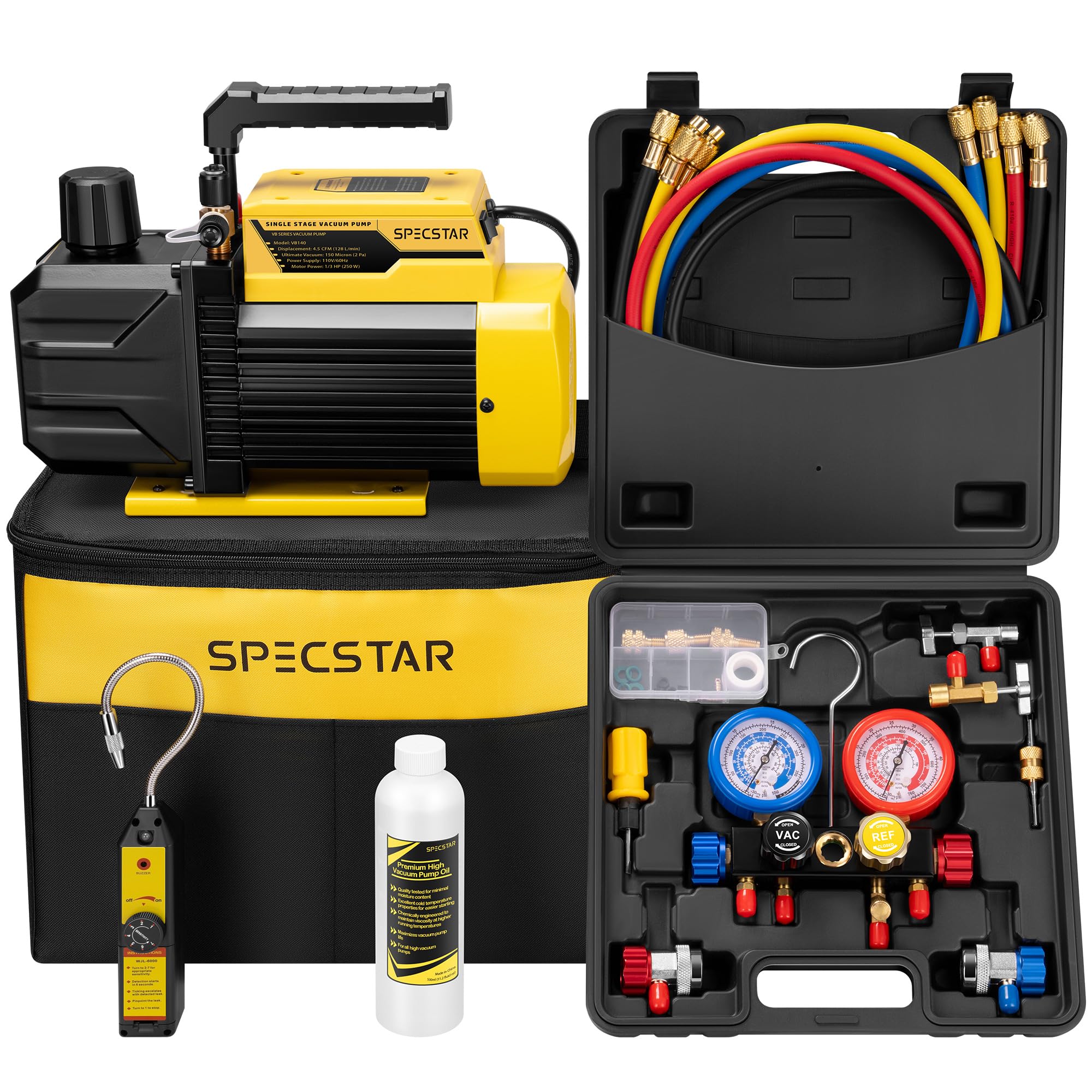 SPECSTAR vacuum pump side view highlights portable design for field use