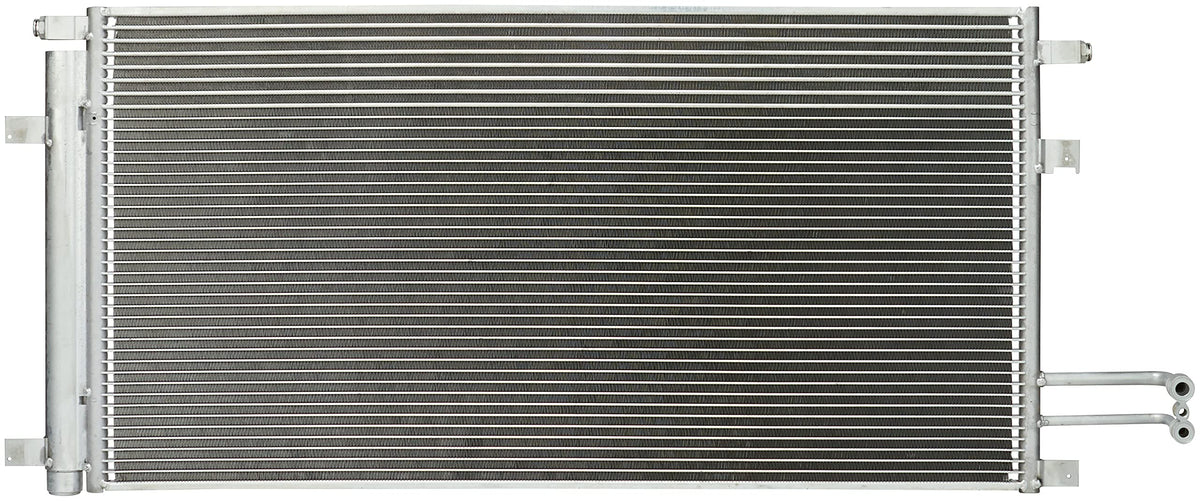 Spectra Premium condenser for Cadillac Escalade showing OE-like fit and mounting points