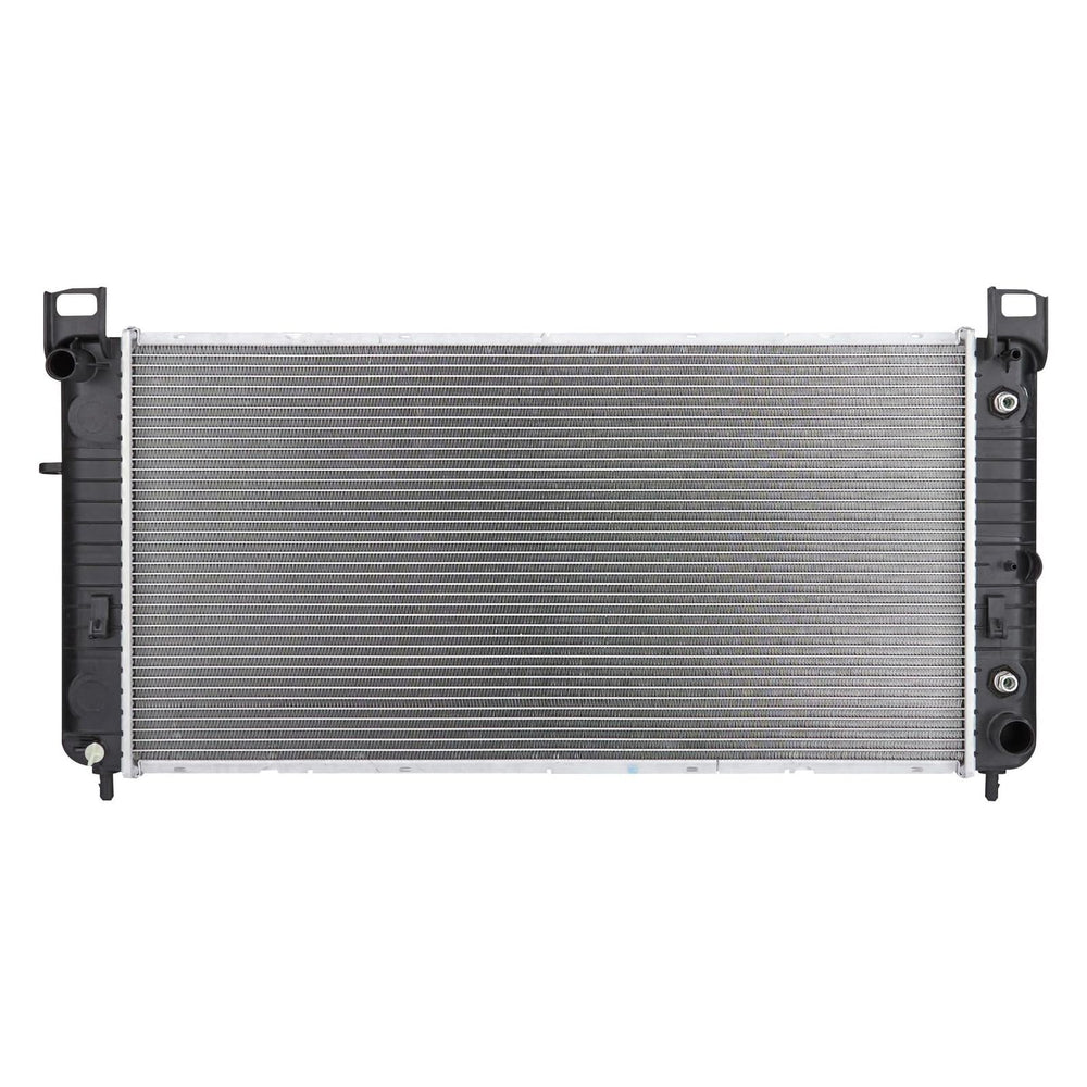 Spectra Premium CU2423 radiator front view showing OE fit and cooling efficiency.