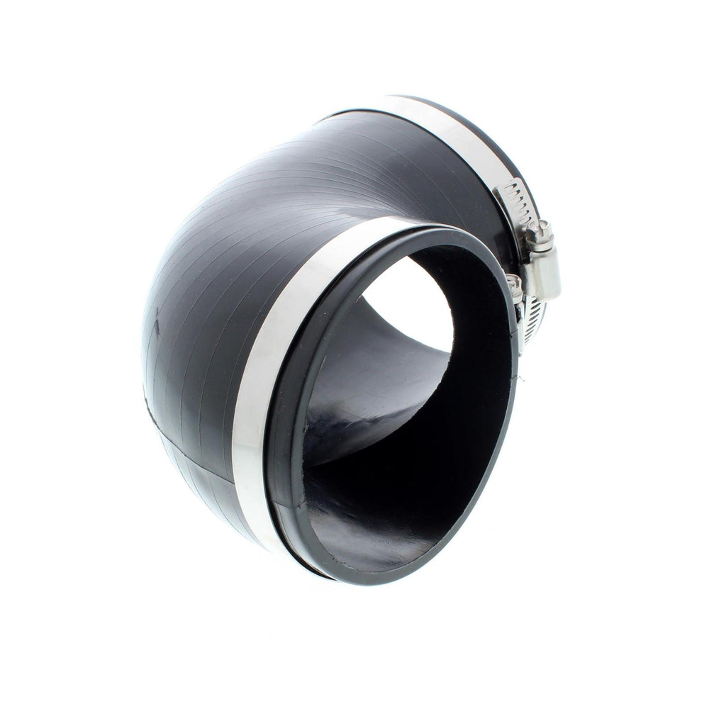 Spectre 9781 black 4-inch elbow close-up showing sturdy PVC construction.
