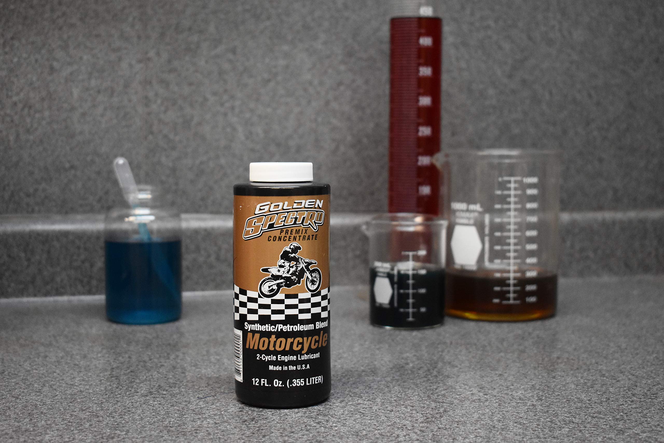 Spectro Oil 2-Cycle synthetic blend premix 12oz bottle optimized for lean ratios.