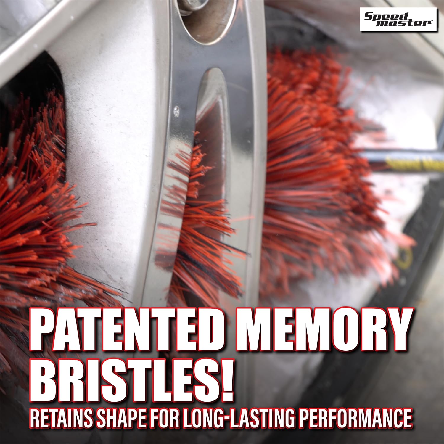 Speed Master Wheel Brush vinyl tip protects surfaces while cleaning
