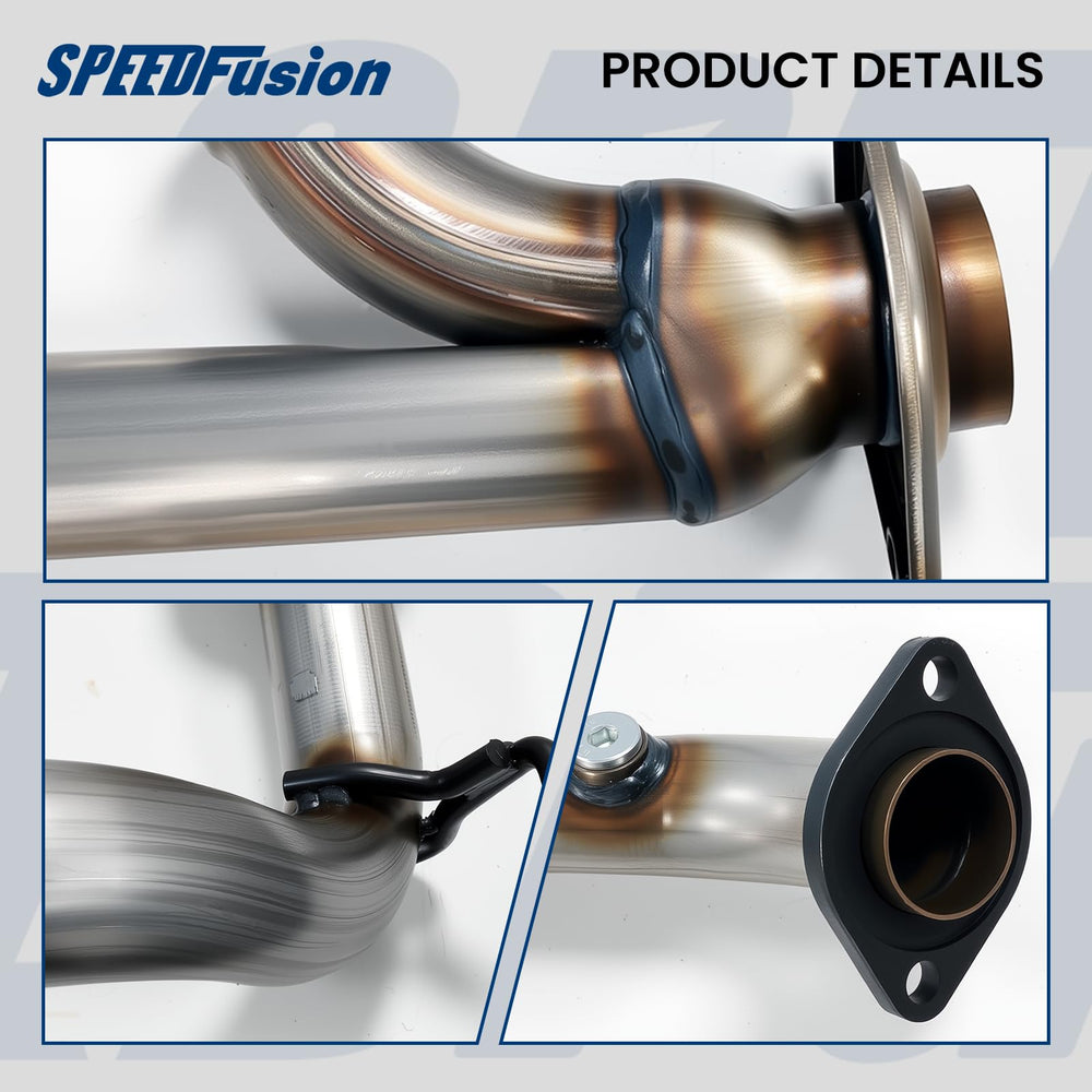 SPEEDFusion catalytic converter close-up of steel body for long-lasting performance.