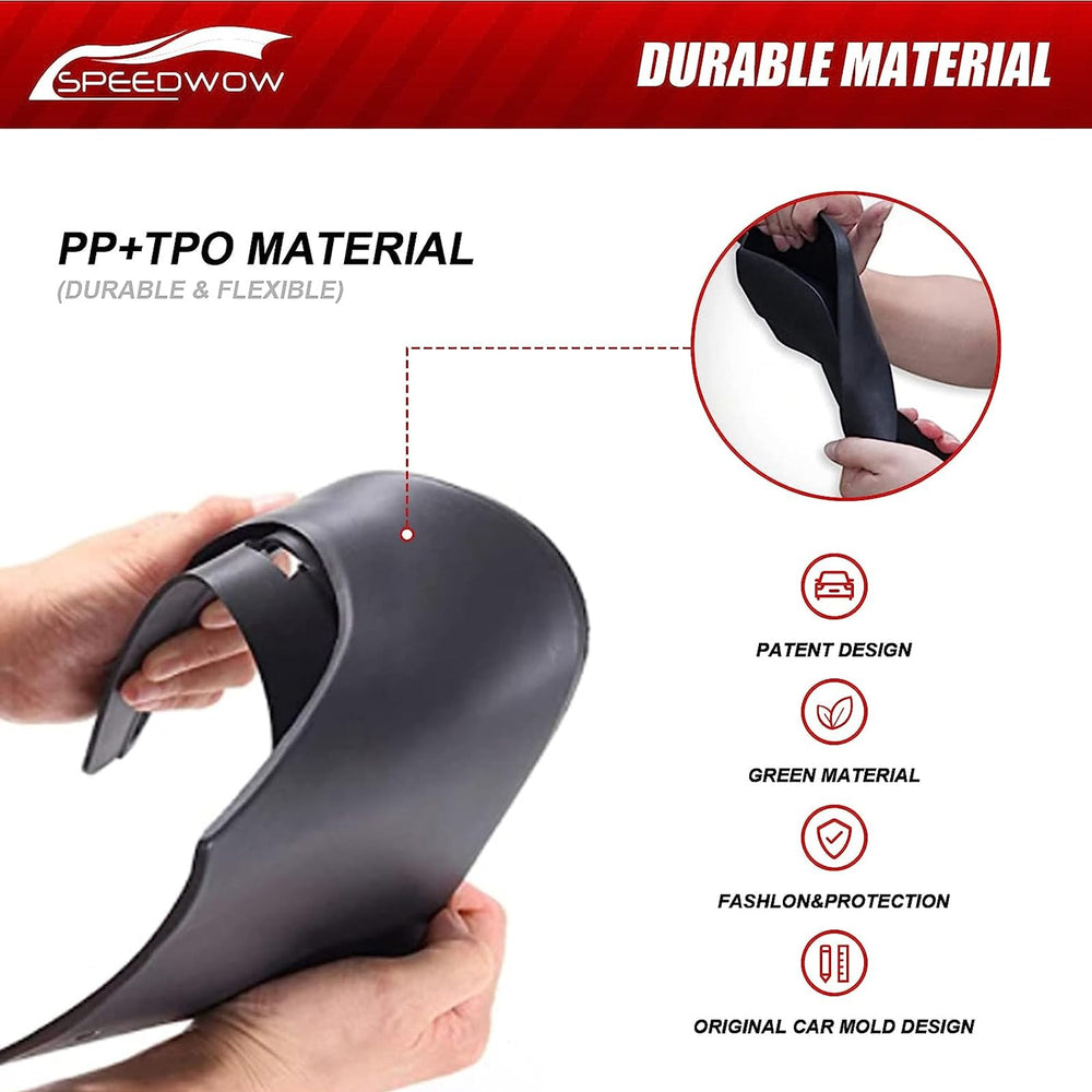 SPEEDWOW installed rear right mud flap highlights durable PP-TPO material