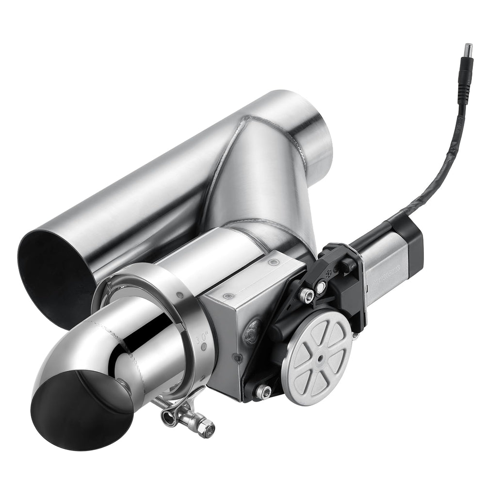 SPELAB electric exhaust cutout 3-inch valve with motor enables remote flow control.