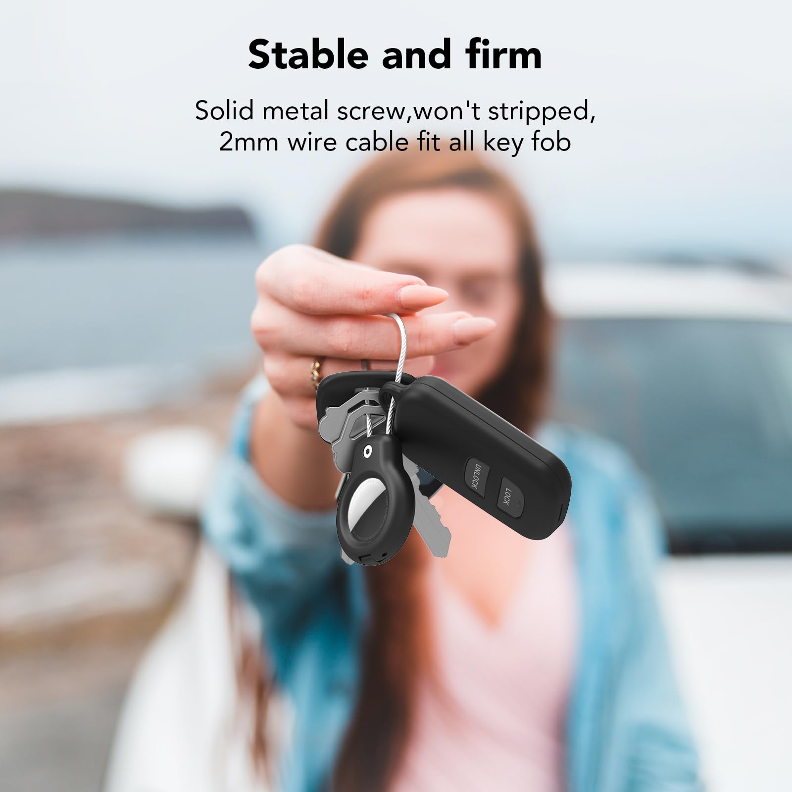 SPGUARD AirTag Holder hex key lock secures AirTag neatly while preserving design.