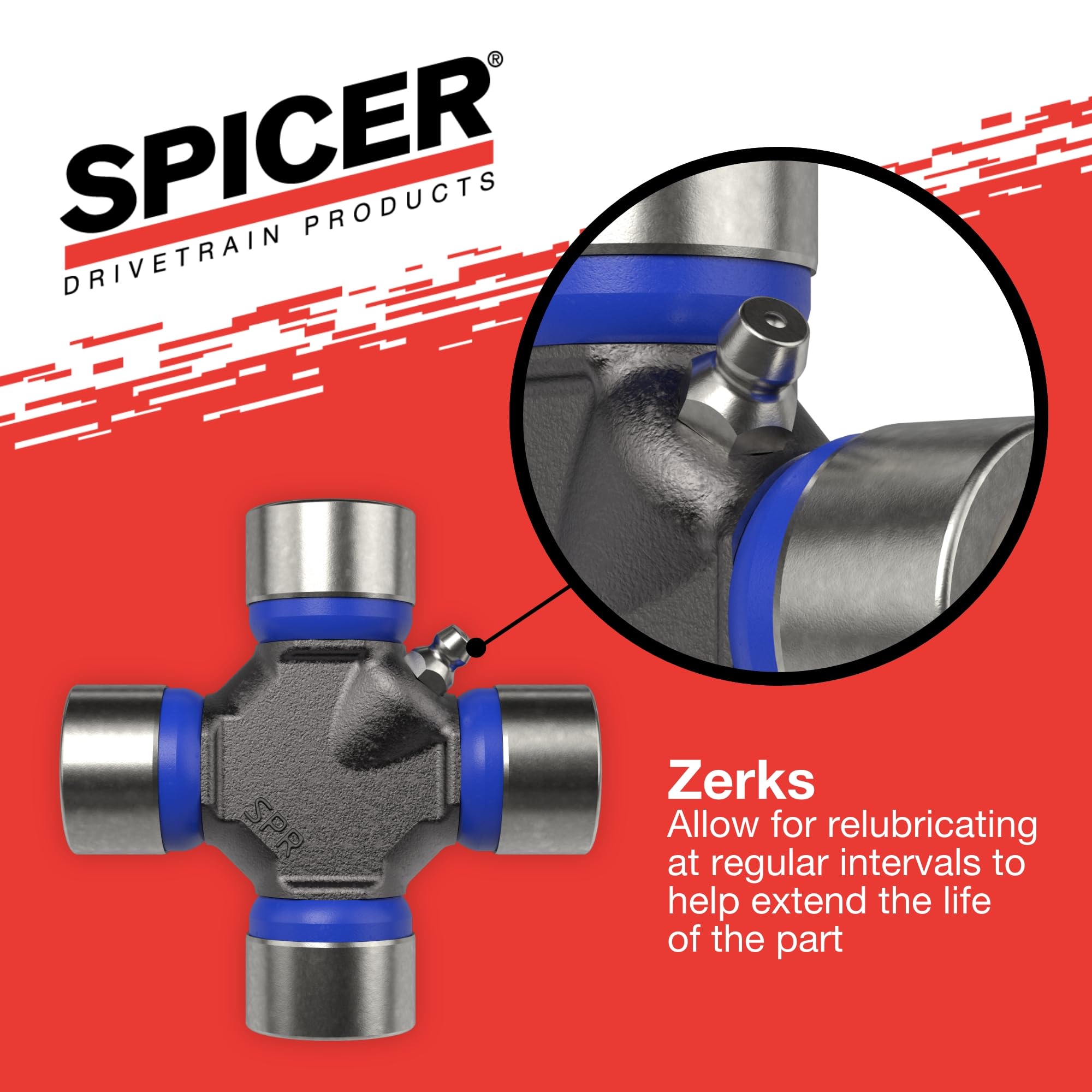 Spicer OSR external snap ring design for secure axle compatibility.