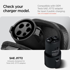 Spigen adapter case fits snugly to protect the J1772 Tesla adapter.