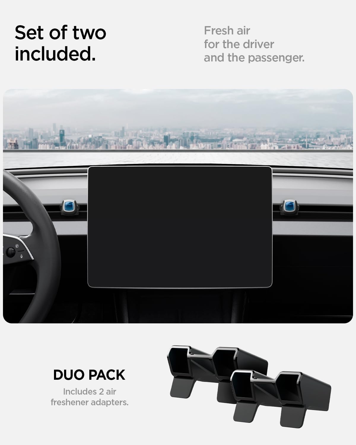 Spigen Air Freshener Adapter vent-fit keeps airflow unobstructed in high-performance interiors.