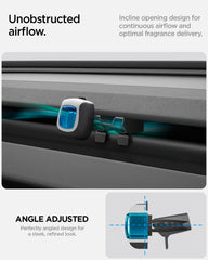 Spigen Air Freshener Adapter blends with the dashboard for a minimalist look in Model Y Juniper.
