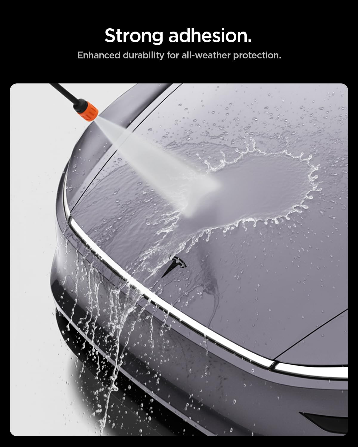 Spigen all weather durability keeps the badge sharp in sun, rain, and snow