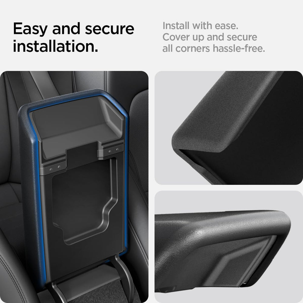 Gift-ready packaging featuring Spigen armrest cover for Tesla owners