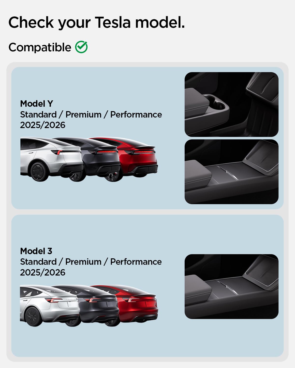 Spigen armrest cover for Tesla Model 3 Highland demonstrates precise fit
