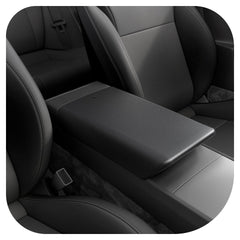 Spigen center console armrest cover on Tesla Model Y Juniper shows premium TPE protection