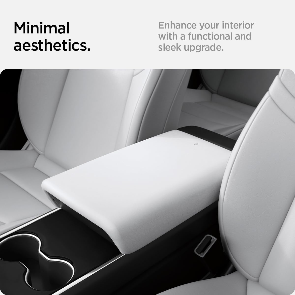 Spigen center console armrest cover focused on easy slip-in installation for Tesla.
