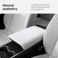 Spigen center console armrest cover focused on easy slip-in installation for Tesla.