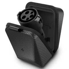 Spigen Cybercase front view with carbon edition design shields Tesla J1772 adapters.