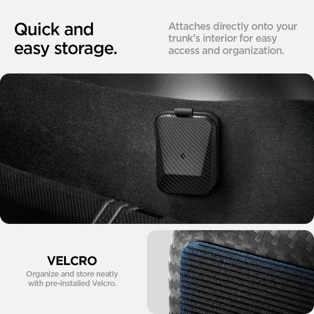 Spigen Cybercase snug-fit design protects the Tesla J1772 adapter during transit.