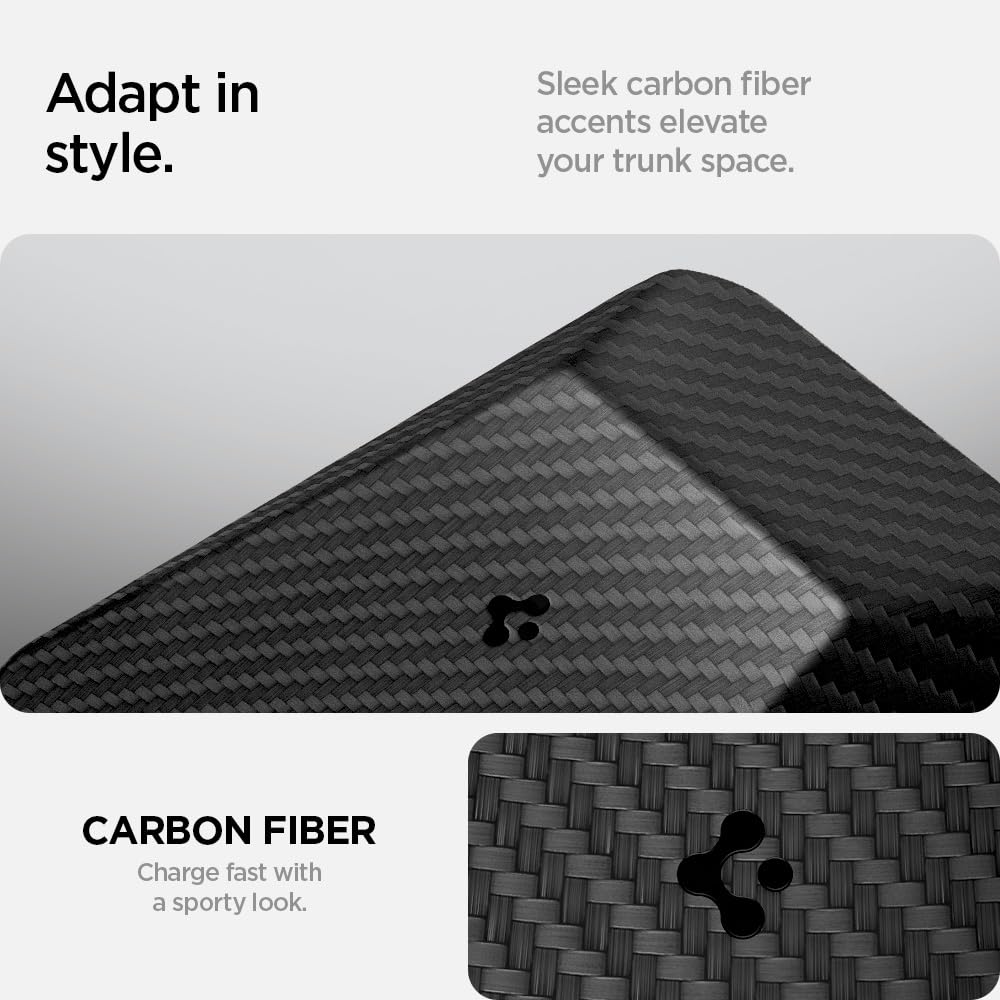 Spigen Cybercase with Velcro storage keeps charging accessories organized.