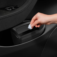 Spigen door-pocket trash can with magnetic lid fits Legacy Tesla Model Y for tidy trips.