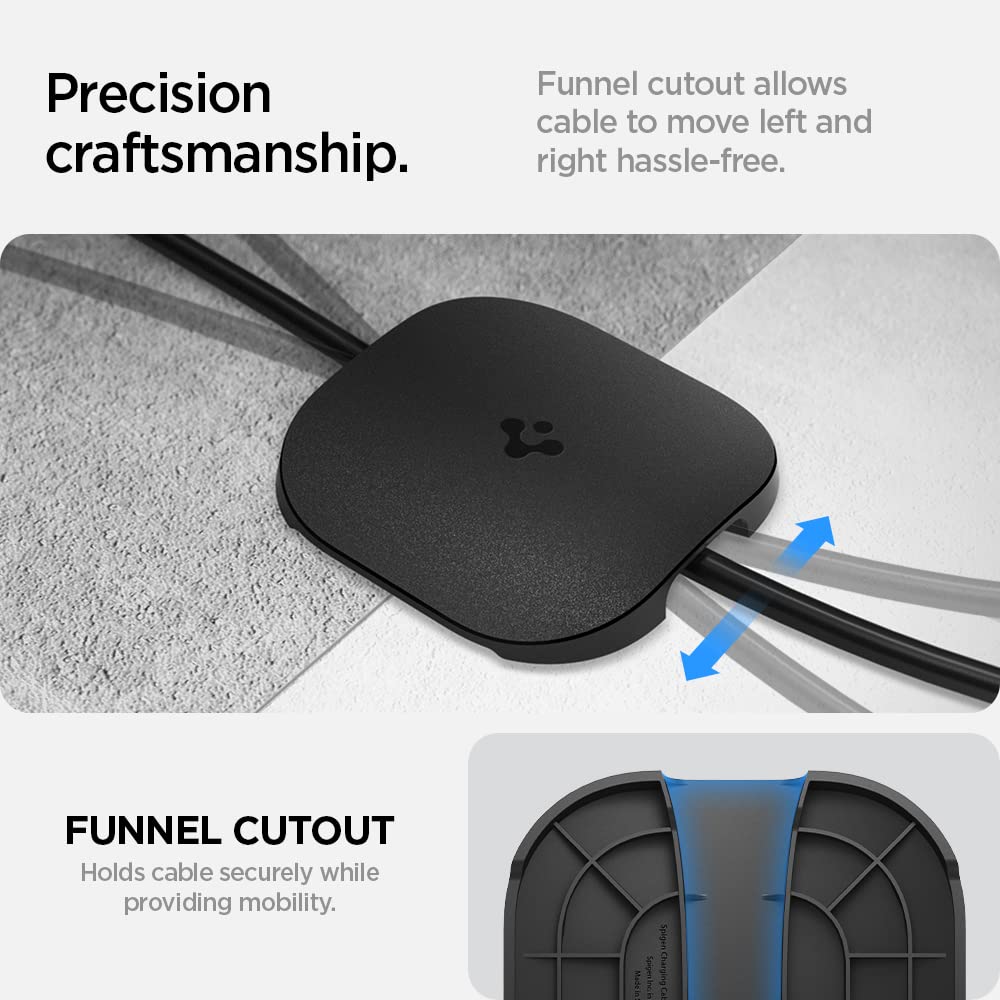 Funnel-cutout feature allows slight cable sway for uninterrupted charging with the door closed